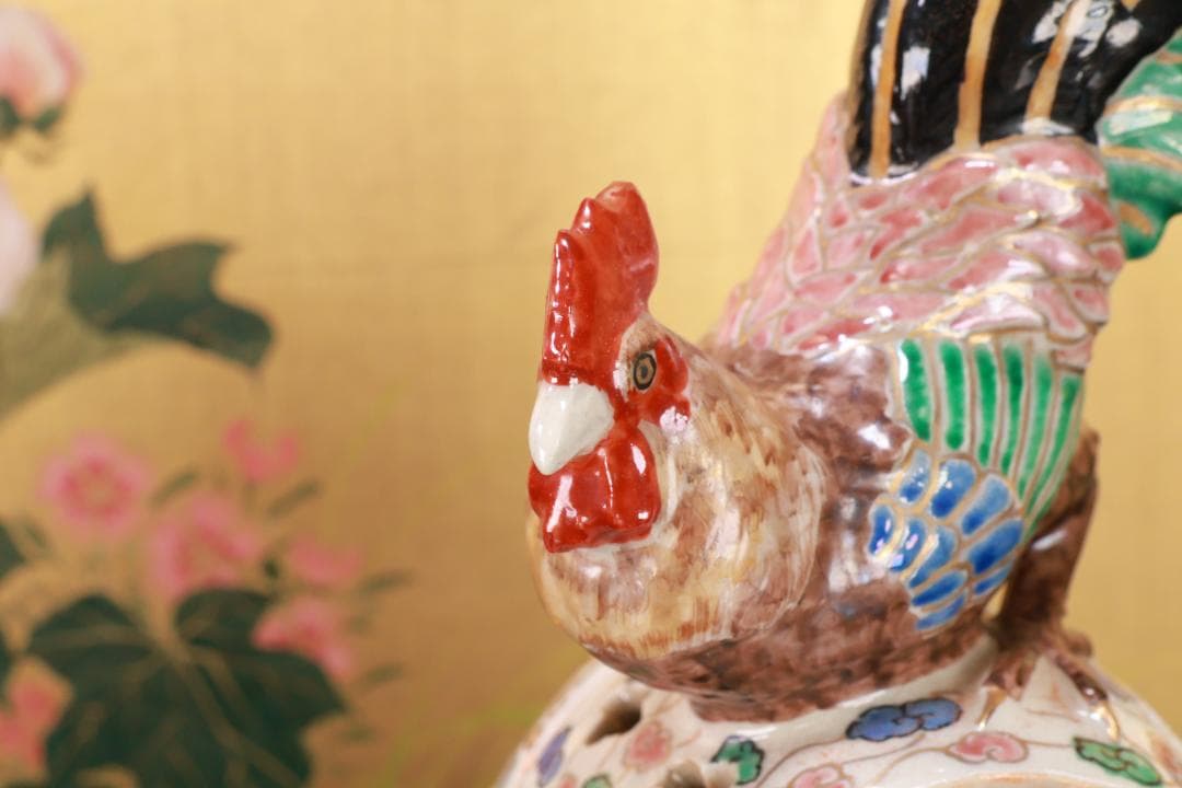 たかリン、仁清銘　京焼染錦　太鼓型　香炉　床飾　置物　野々村仁清　BE88