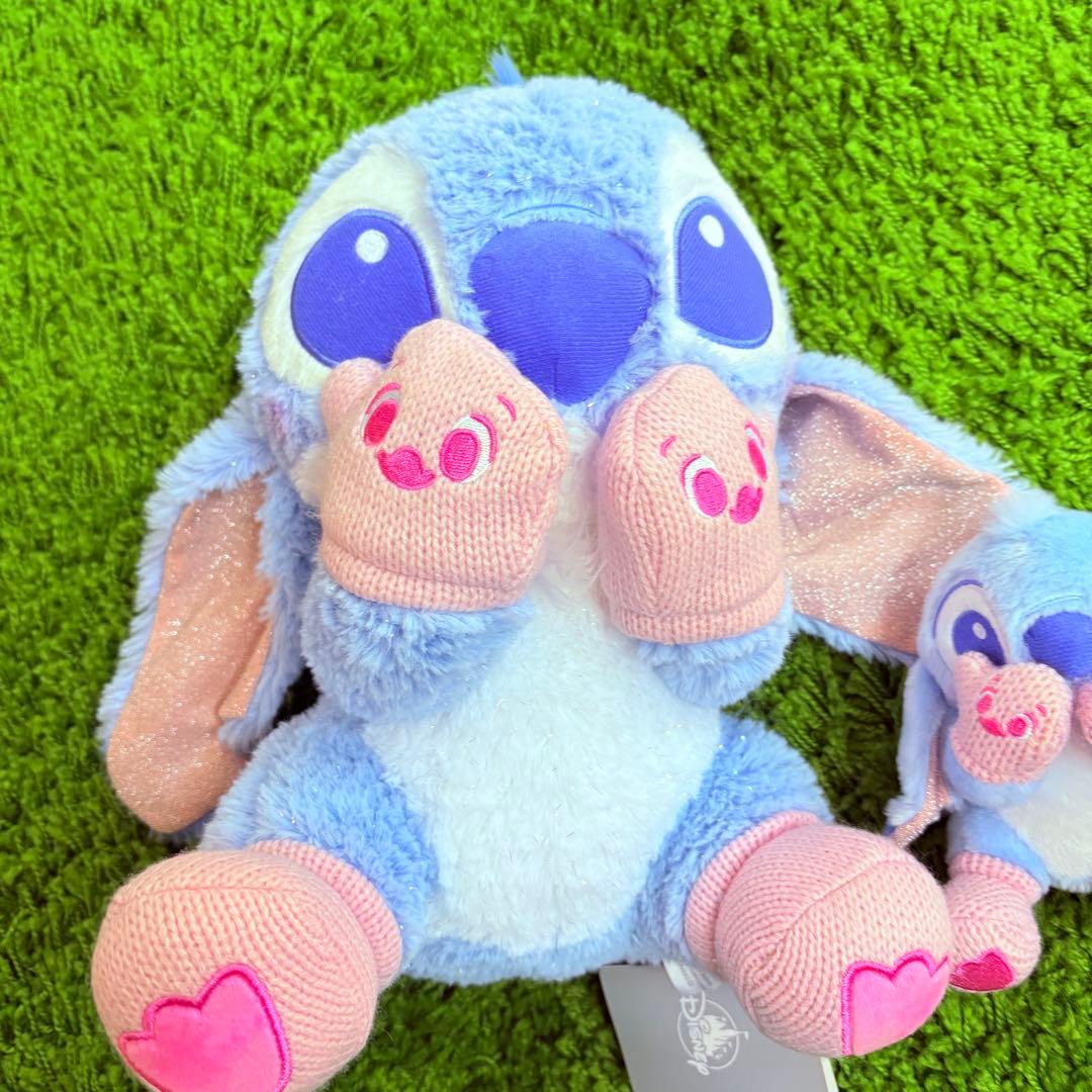 スティッチ　ぬいぐるみ &キーチェーン ピンク×ブルー Winter Shiny