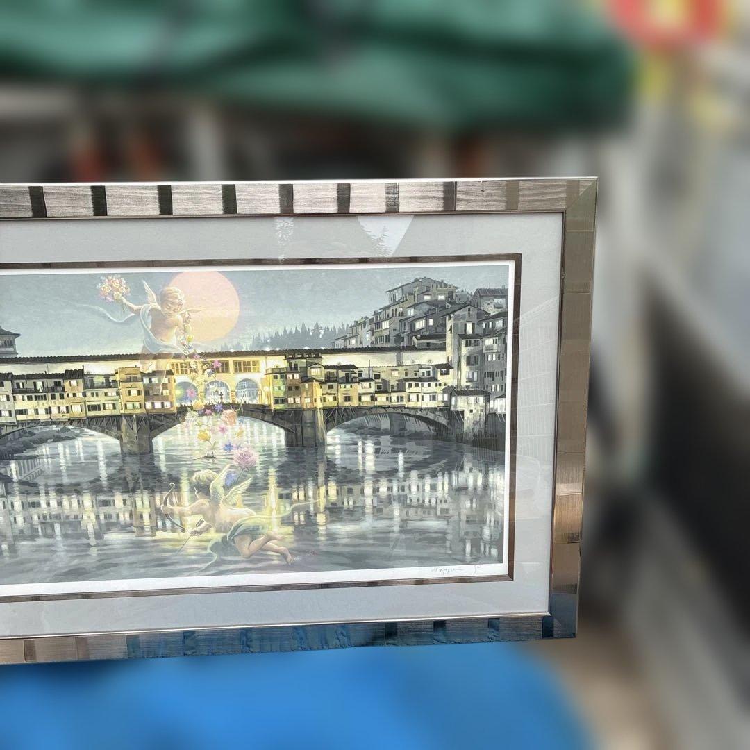 ‼️真作‼️笹倉鉄平　祝福　シルクスクリーン199／285額装、絵画、風景画、版画