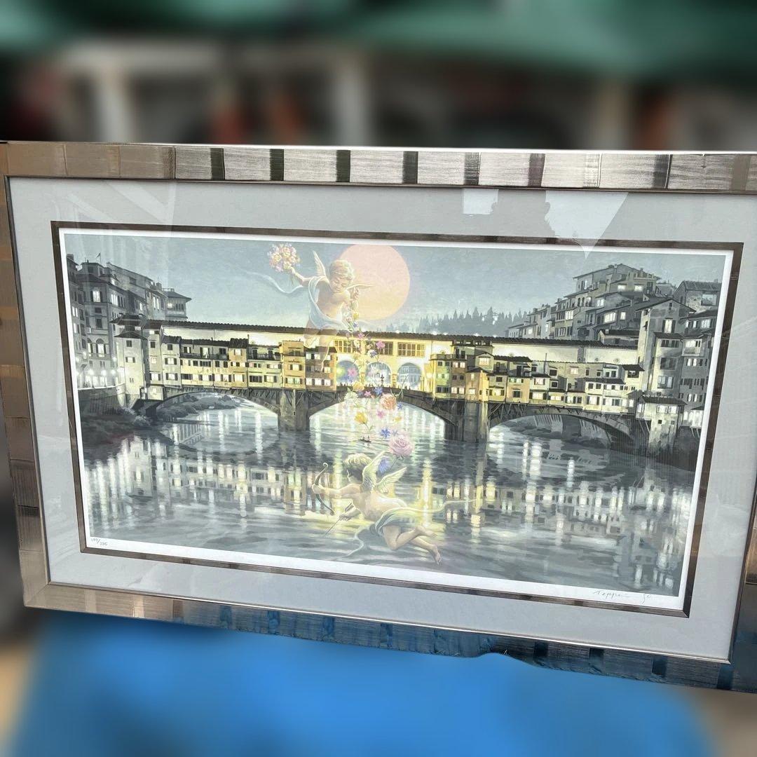 ‼️真作‼️笹倉鉄平　祝福　シルクスクリーン199／285額装、絵画、風景画、版画