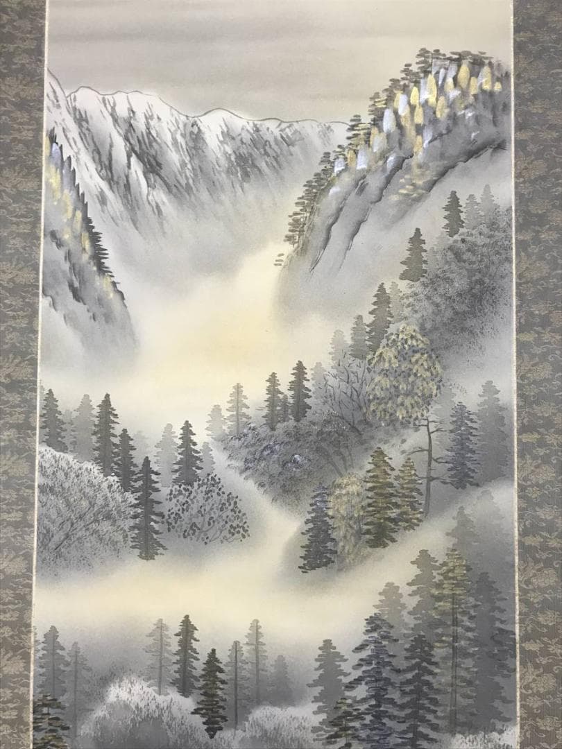 【真作】孝調/金彩山水図/山水図/早春図/掛軸/名家伝来/AC-635