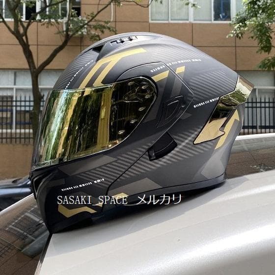 新品　バイク ダブルレンズ システム 内蔵レンズ フルフェイスヘルメット　L