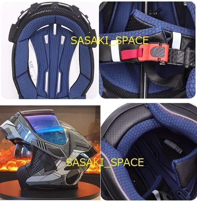 新品　バイク ダブルレンズ システム 内蔵レンズ フルフェイスヘルメット　L