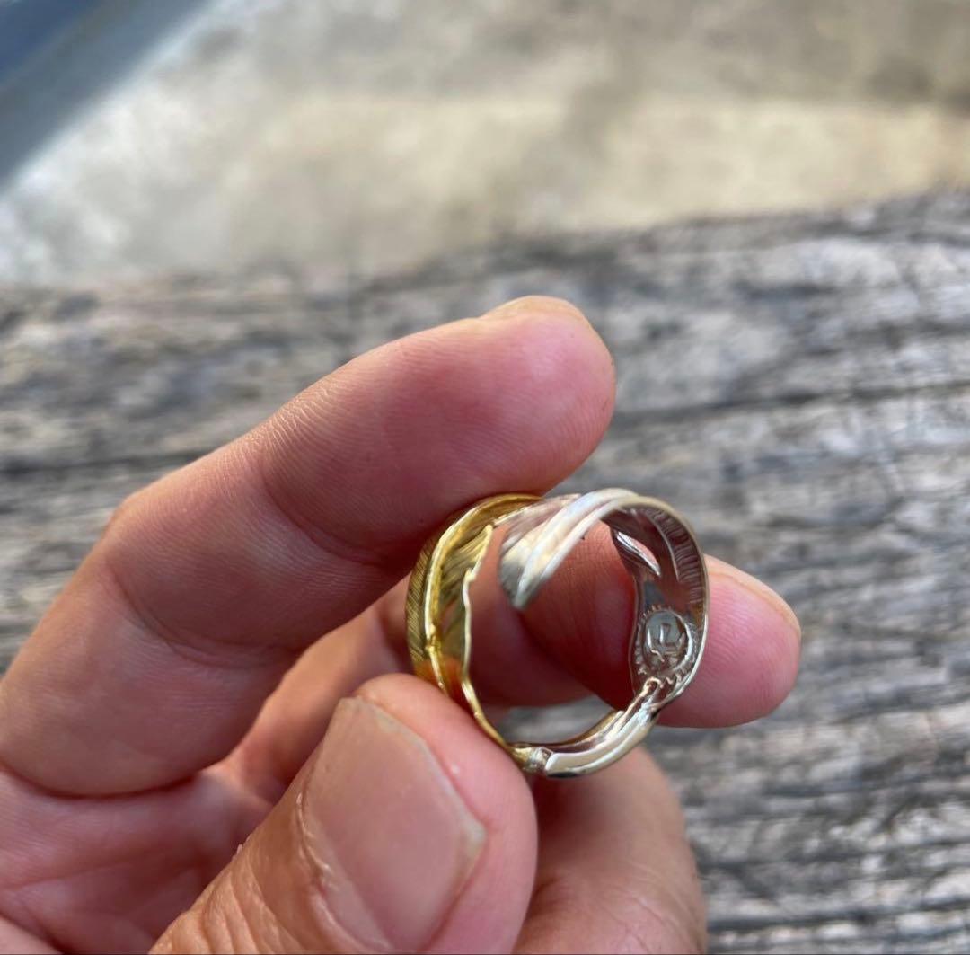 ダブル フェザー コンビ リング 指輪 アクセサリー ハンドメイド ノーブランド