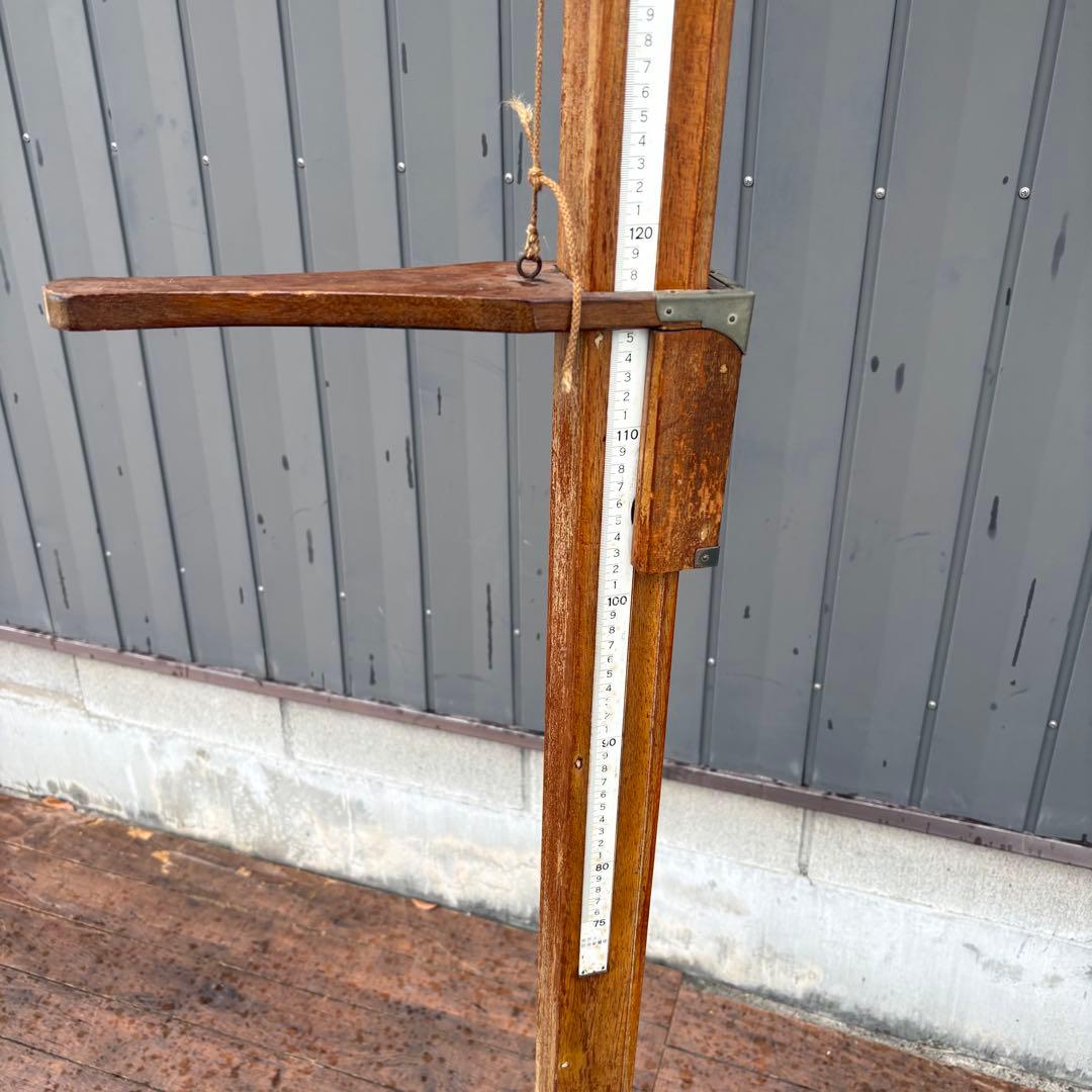 昭和レトロ 木製 身長計 アンティーク 計測器 什器 古道具 ビンテージ