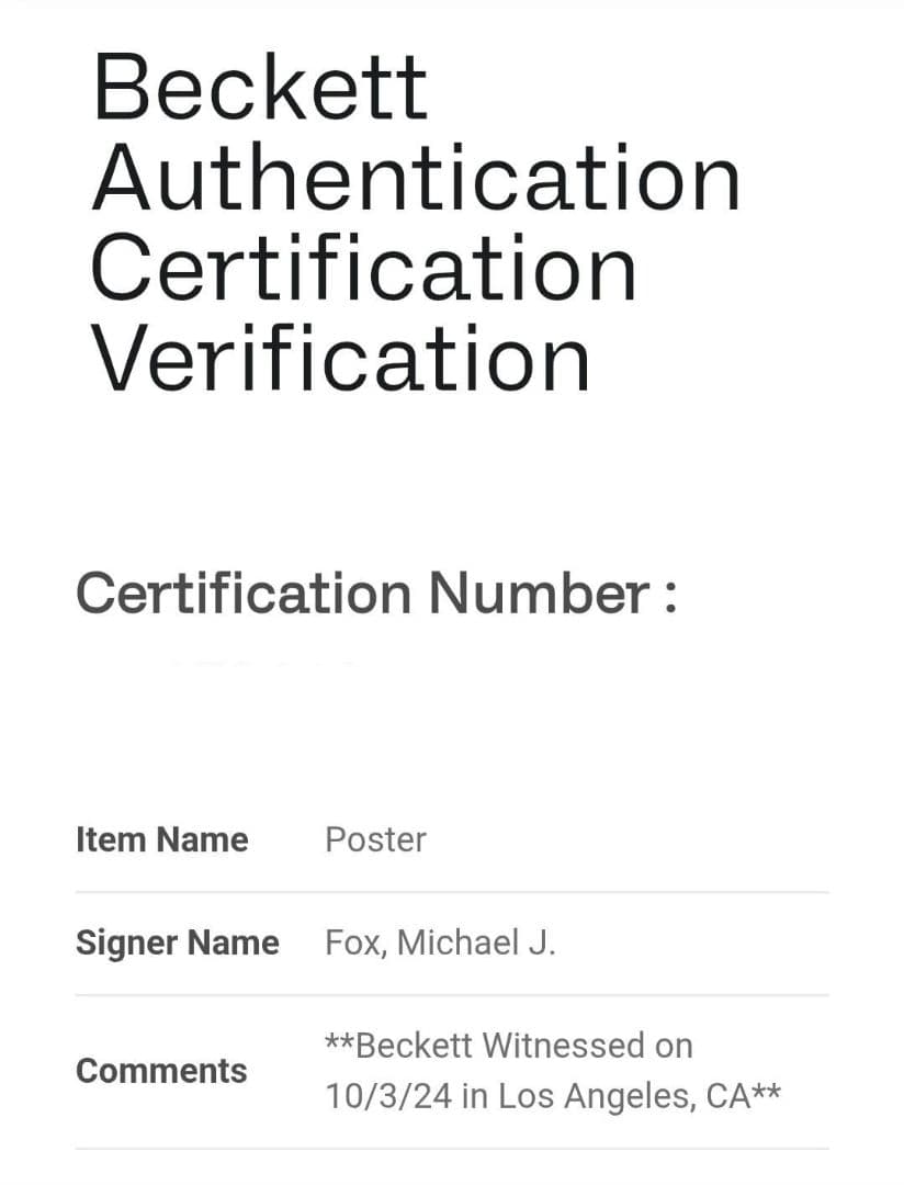 マイケル・J・フォックス直筆サイン／バック・トゥ・ザ・フューチャー