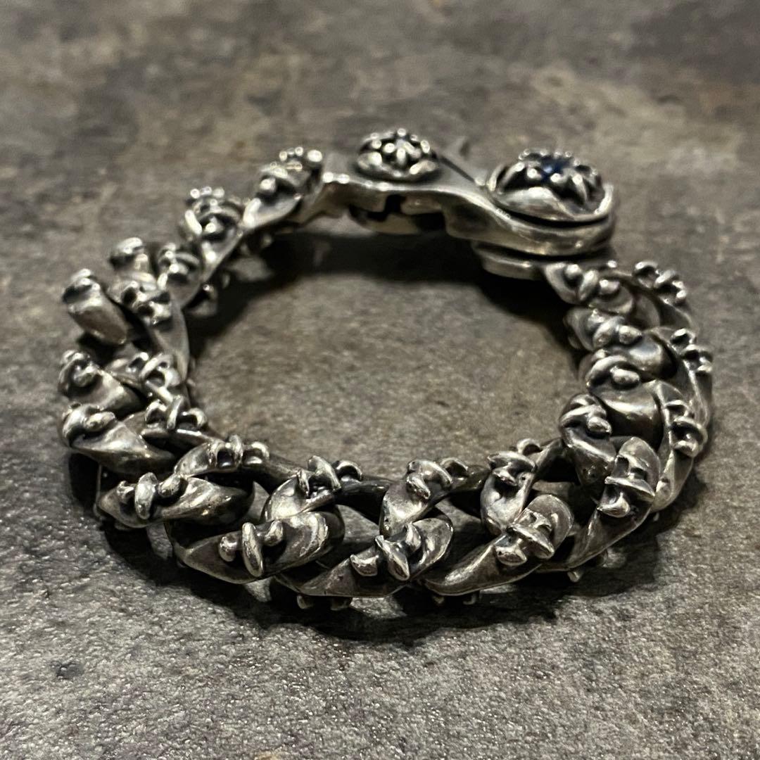 A&G シルバー サファイア クロス フレア ファンシー チェーン ブレスレット