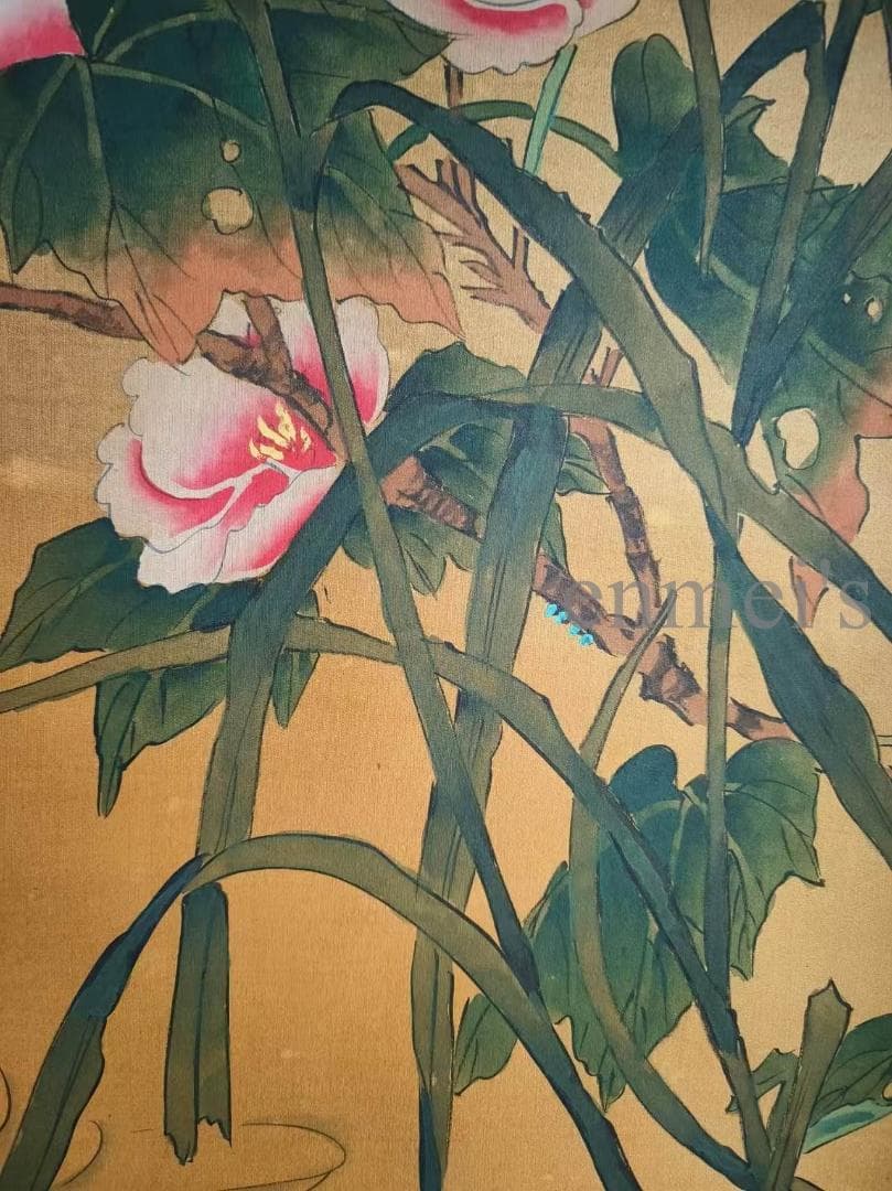 中国古美術 清代 邊寿民作款 水鳥と花図 絹本 四尺 手描き 掛け軸 書 中堂画