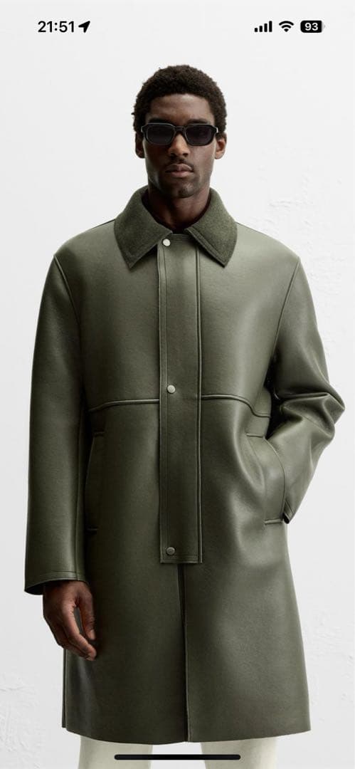 ZARA オリーブグリーン 合成皮革カジュアルコート