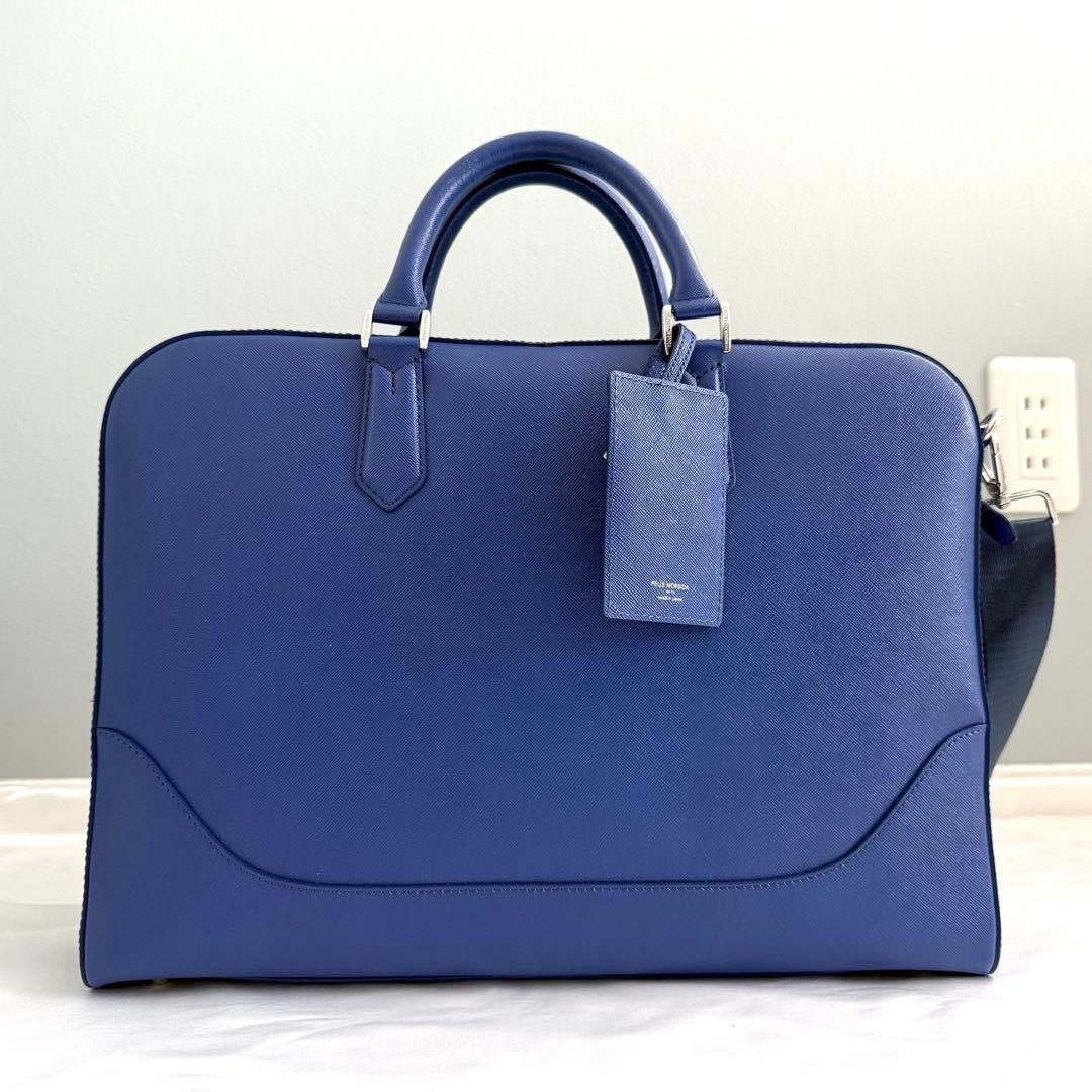 【極美品】ペッレモルビダ キャピターノ レザー ビジネスバッグ ブルー 2way