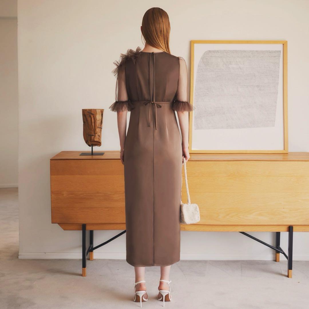 Leja チュールボレロ付きIラインワンピース　オケージョン　結婚式　2次会