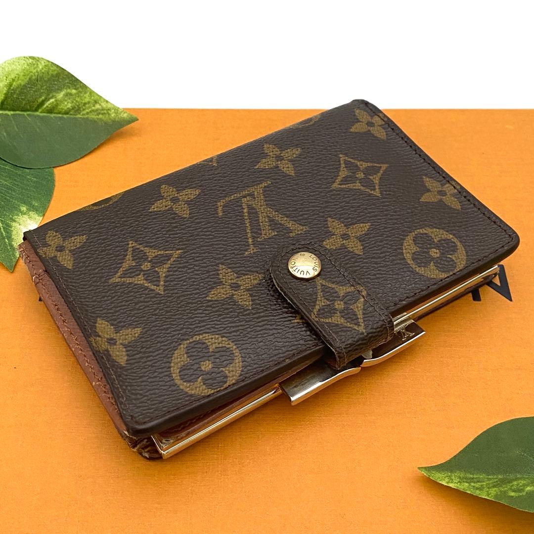 ルイヴィトン モノグラム ヴィエノワ がま口 二つ折り財布 ブラウン