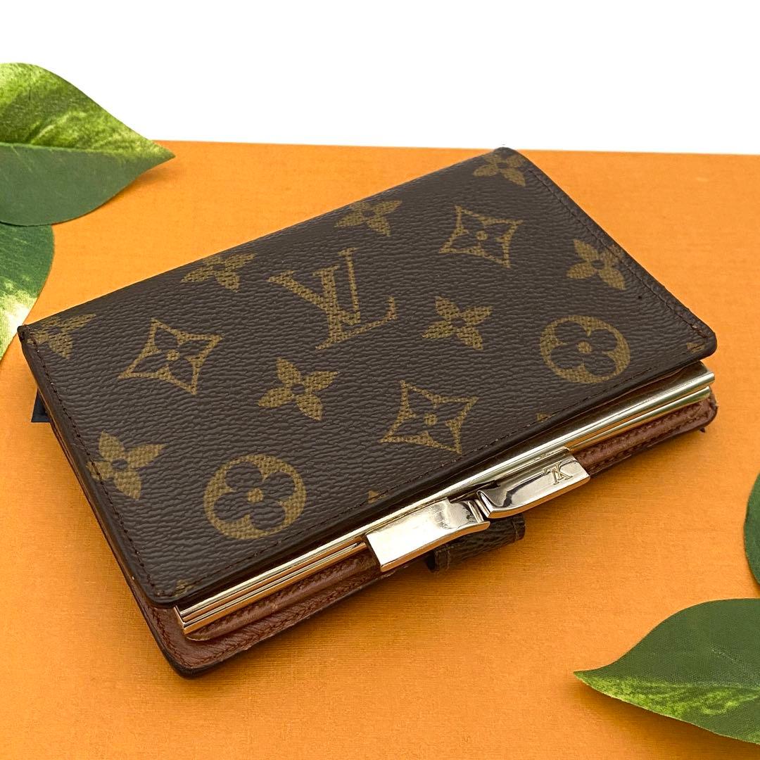 ルイヴィトン モノグラム ヴィエノワ がま口 二つ折り財布 ブラウン