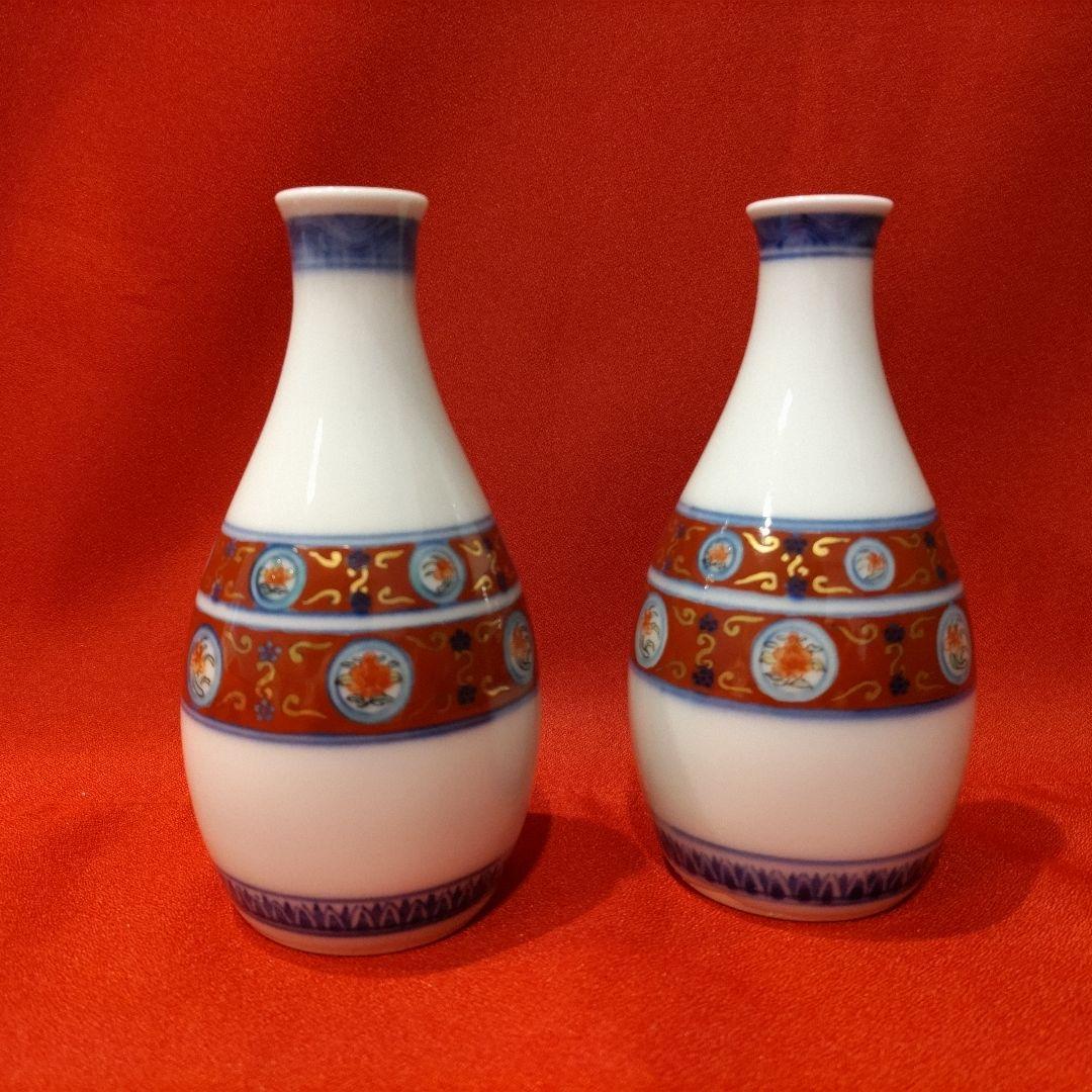 11代 今右衛門 錦丸紋模様酒器 盃5点 徳利2点 色鍋島 有田焼 お猪口 共箱