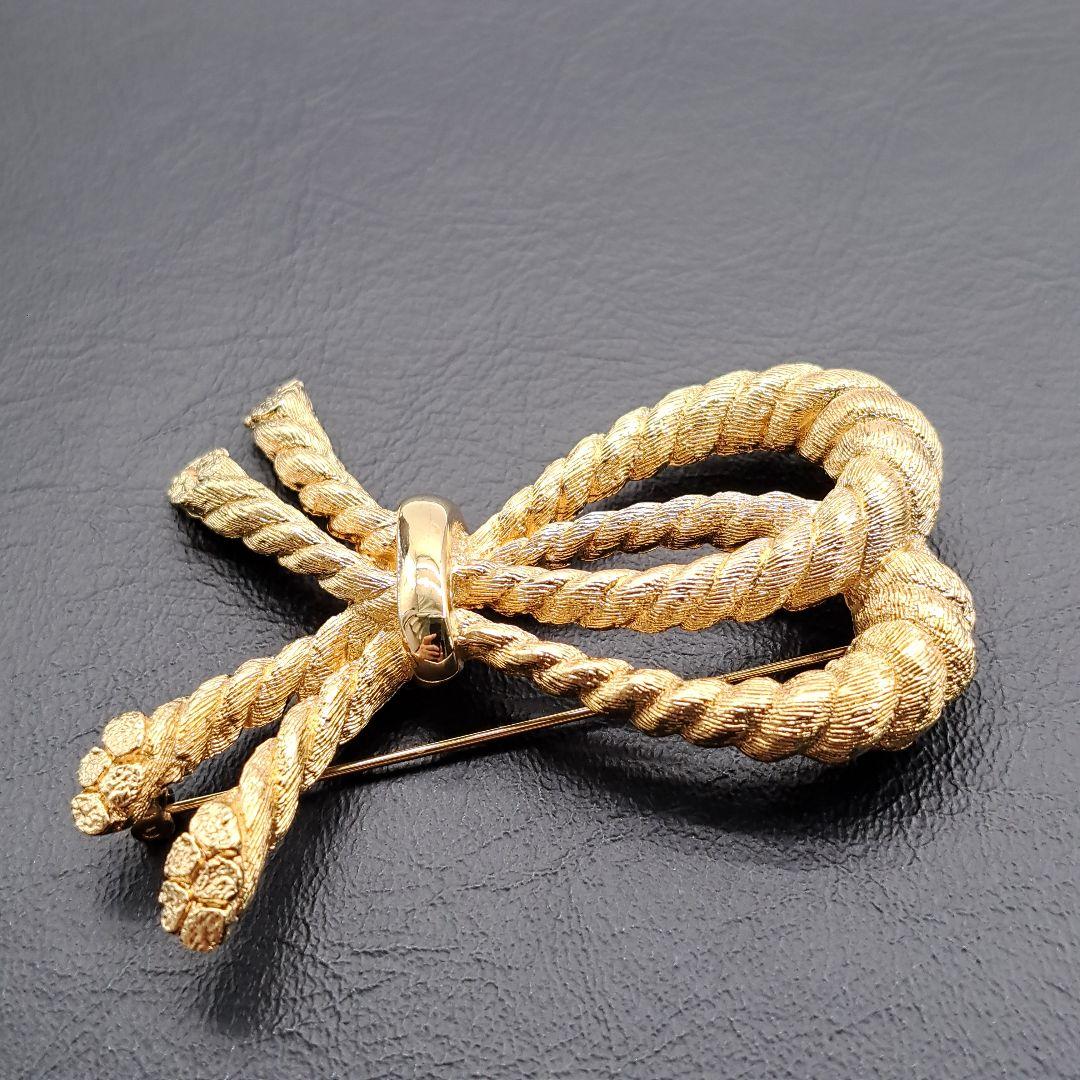 Dior ディオール ブローチ ゴールド リボン ツイスト 刻印有