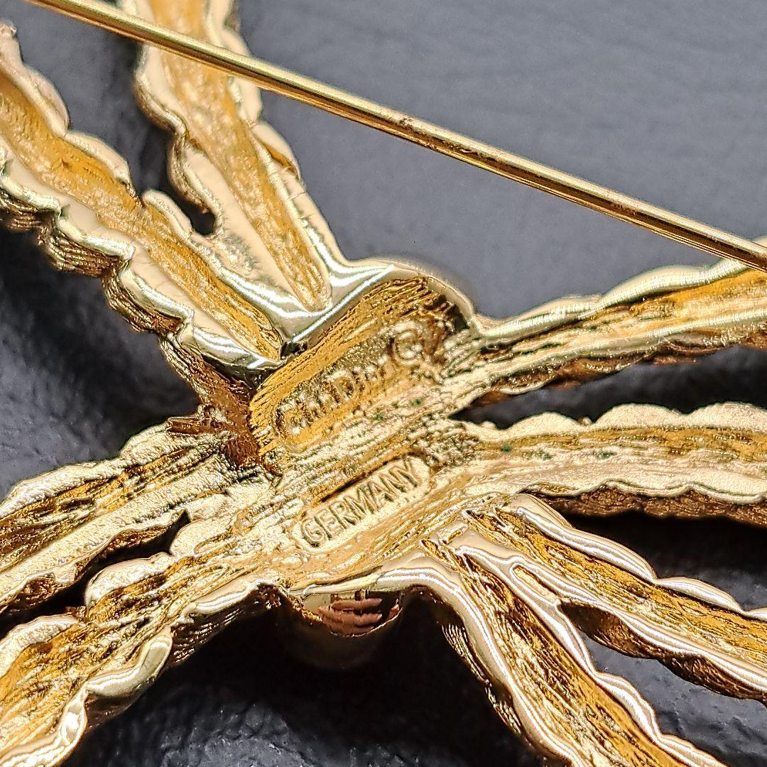 Dior ディオール ブローチ ゴールド リボン ツイスト 刻印有