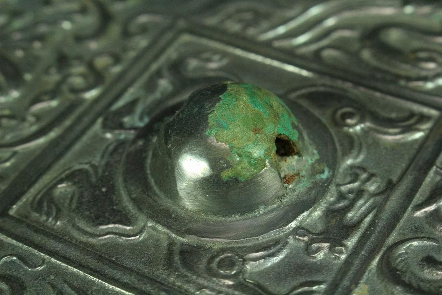 中国美術 白銅 龍紋 古鏡 φ17.5cm(K-HA465)