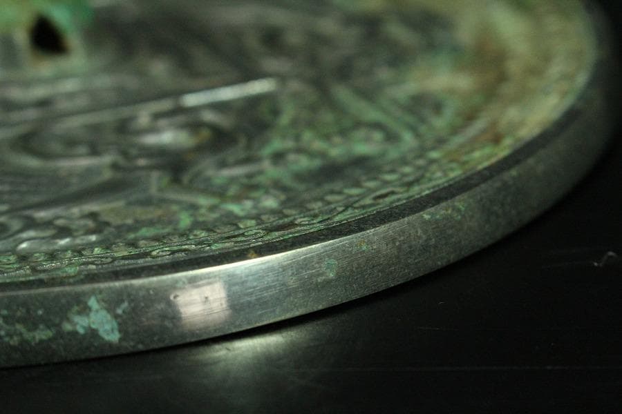 中国美術 白銅 龍紋 古鏡 φ17.5cm(K-HA465)