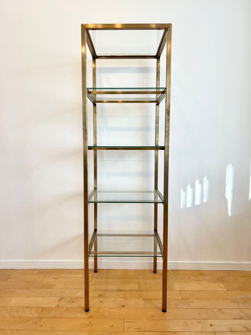 値下げ！ガラス製オープンディスプレイケース 4段 真鍮