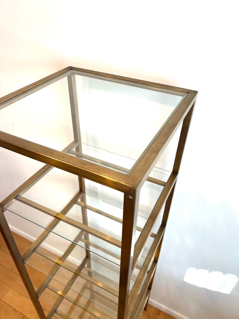 値下げ！ガラス製オープンディスプレイケース 4段 真鍮