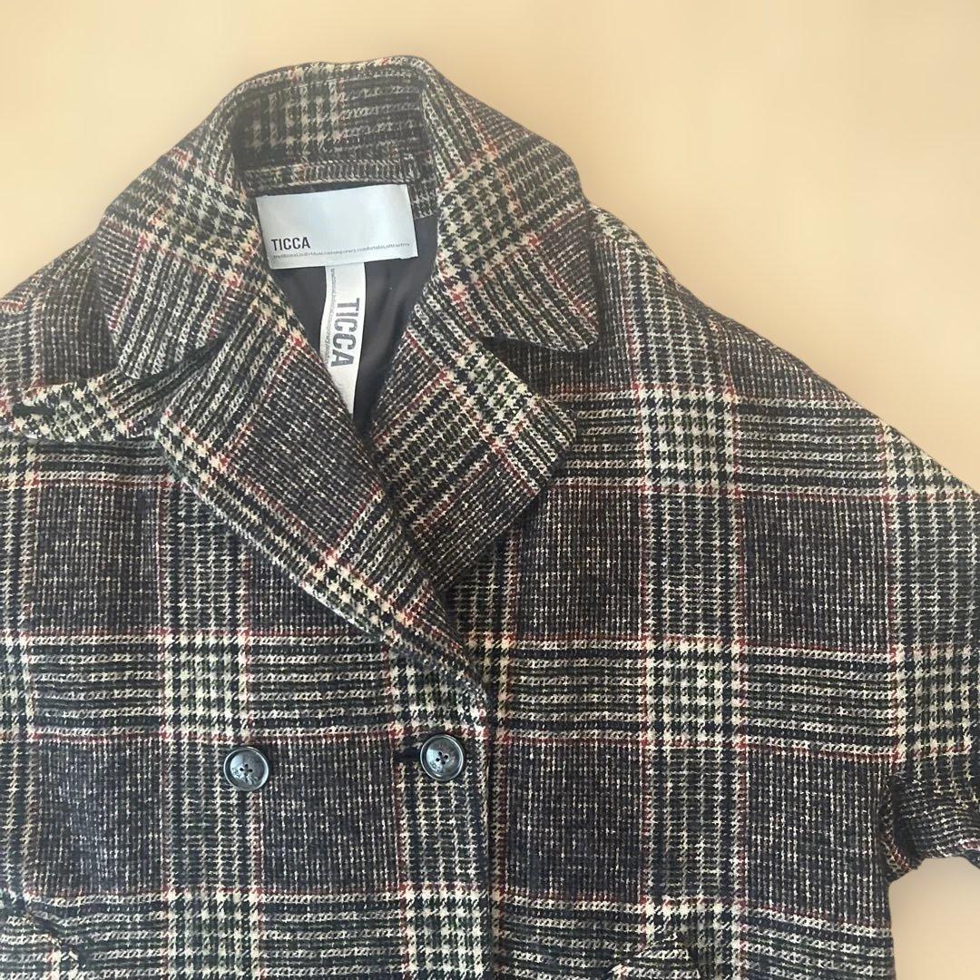 TICCA チェック柄 ダブルコート　チェスターコート
