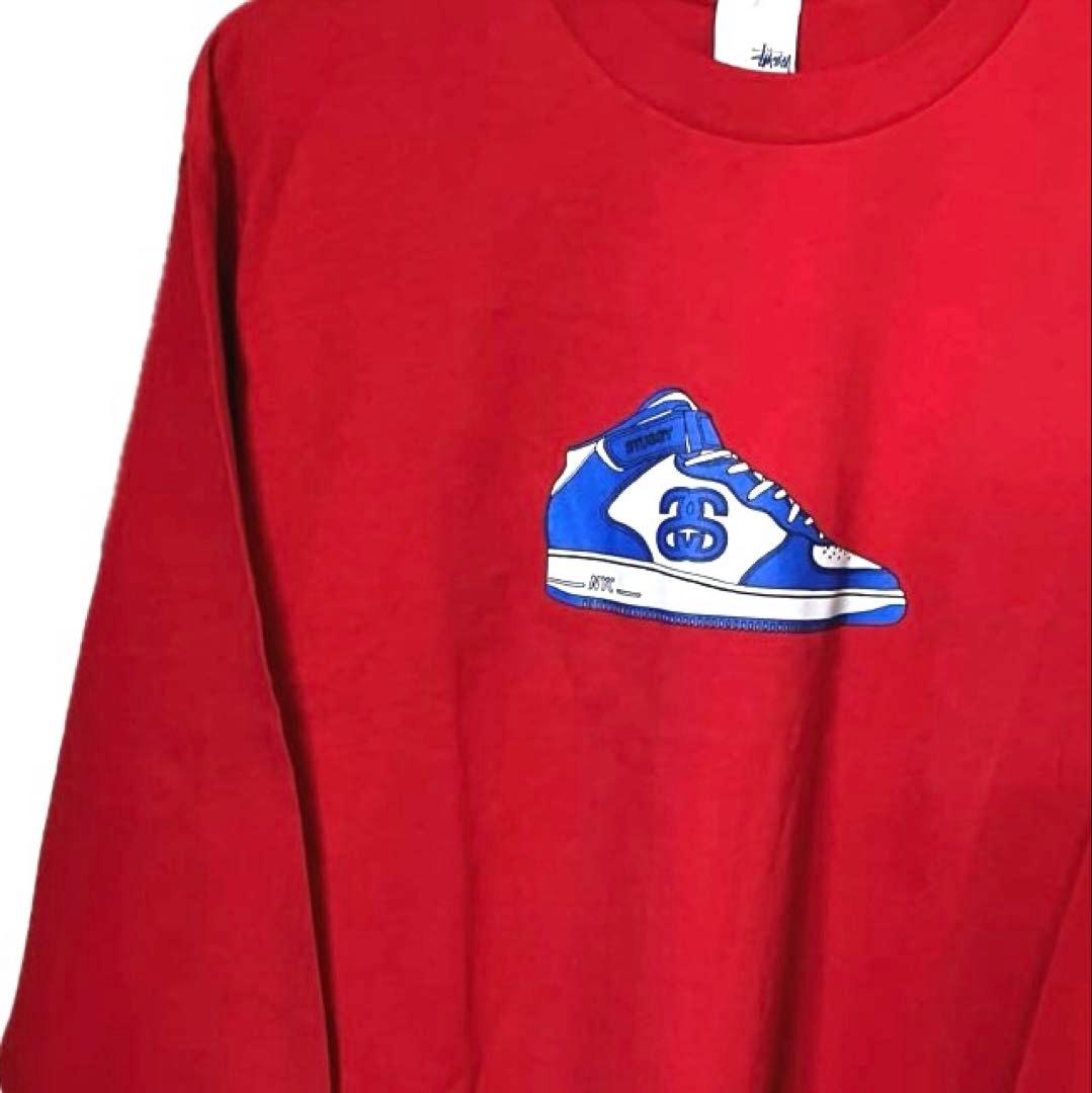 ま*ー様 OLD STUSSY 銀タグ ロンT SS リンクUSA製 L レッド