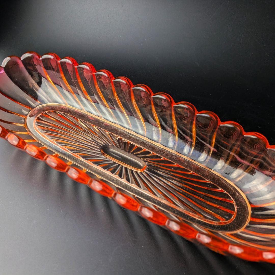 月末限定値下げ！レトロ感が可愛い★オールド バカラ バンブー トレイディッシュ皿