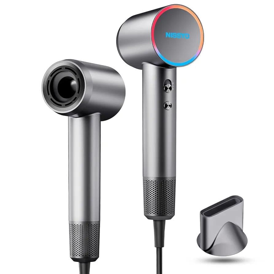 NISSYO ドライヤー 速乾 大風量 マイナスイオン 美髪 ノズル付 グレー