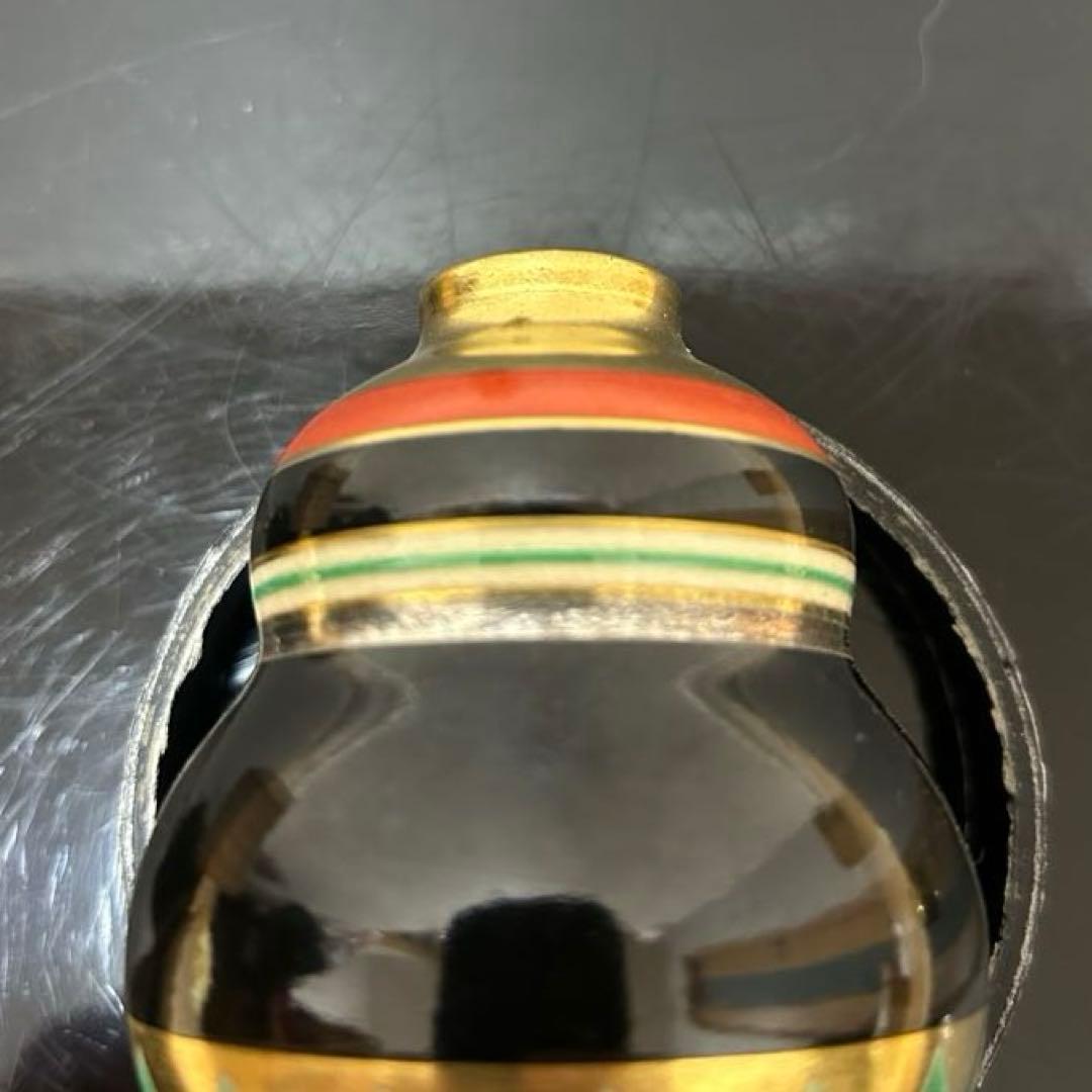 道八　模仁清色絵独楽図振出と茶巾筒