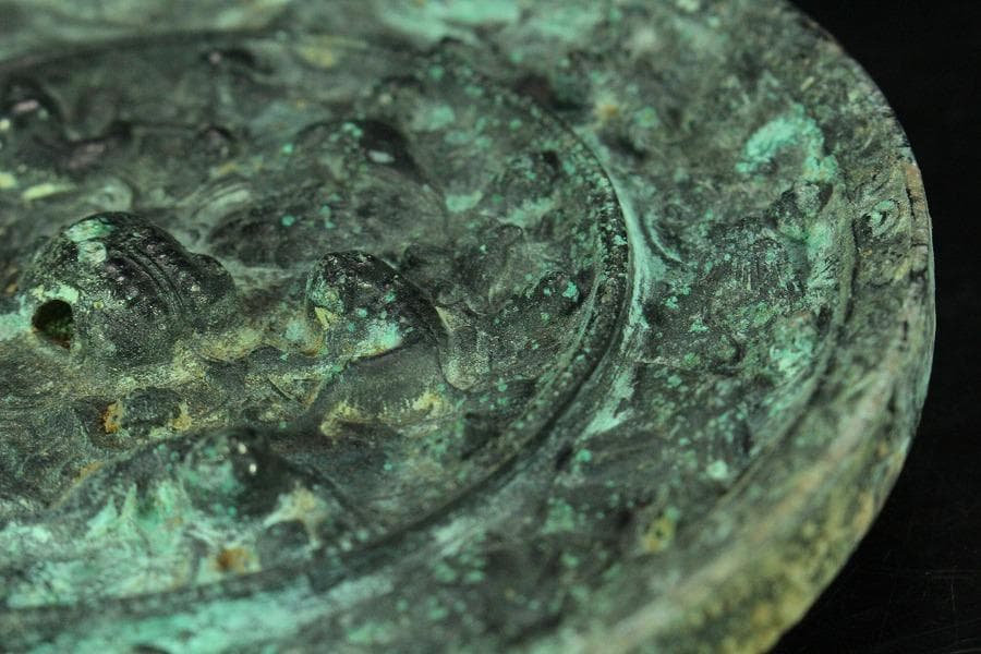 古美術 古鏡 獣紋 銅鏡 φ16cm コレクター蔵品(K-YC539)