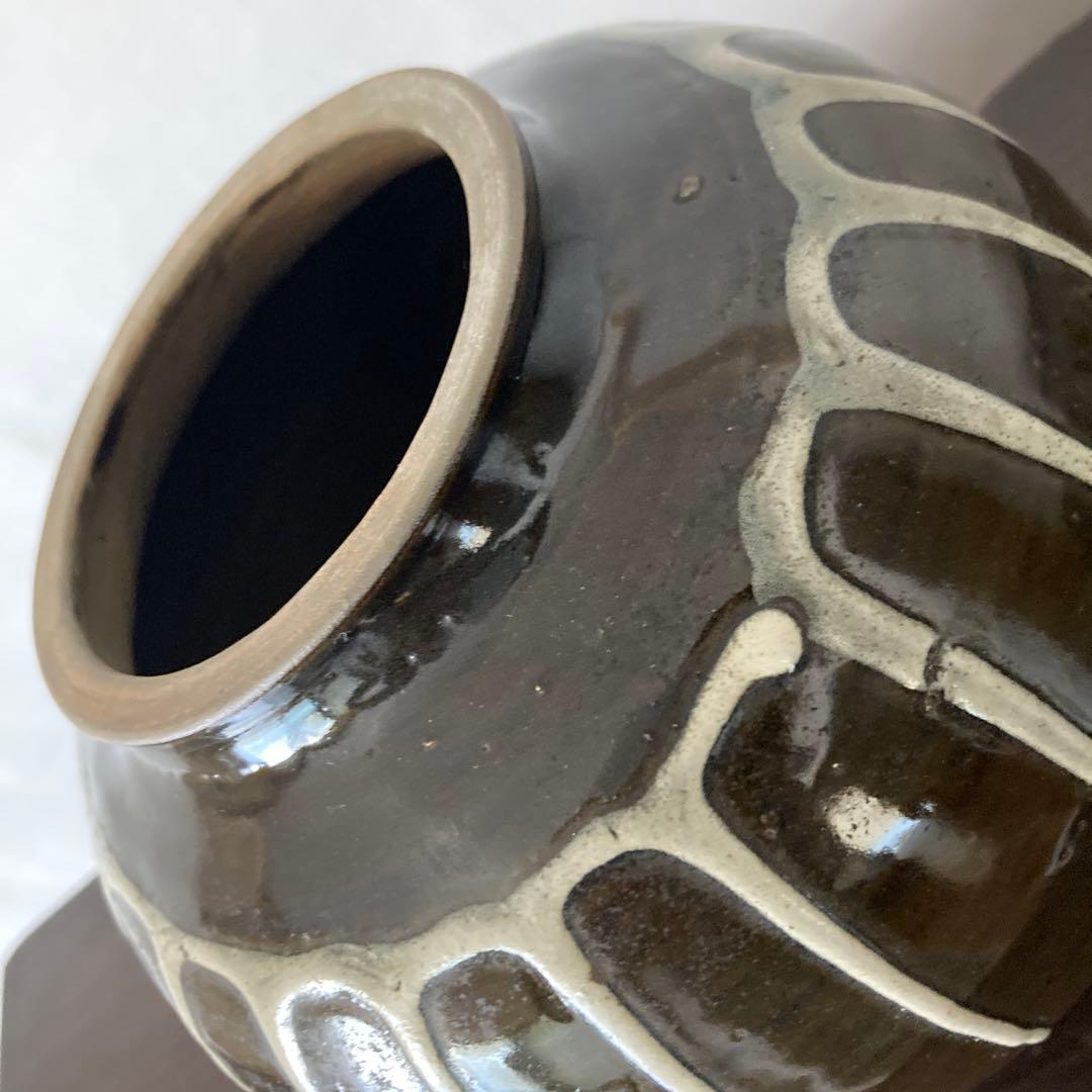 小鹿田　流掛　蓋付　壺　②　古民芸　民藝