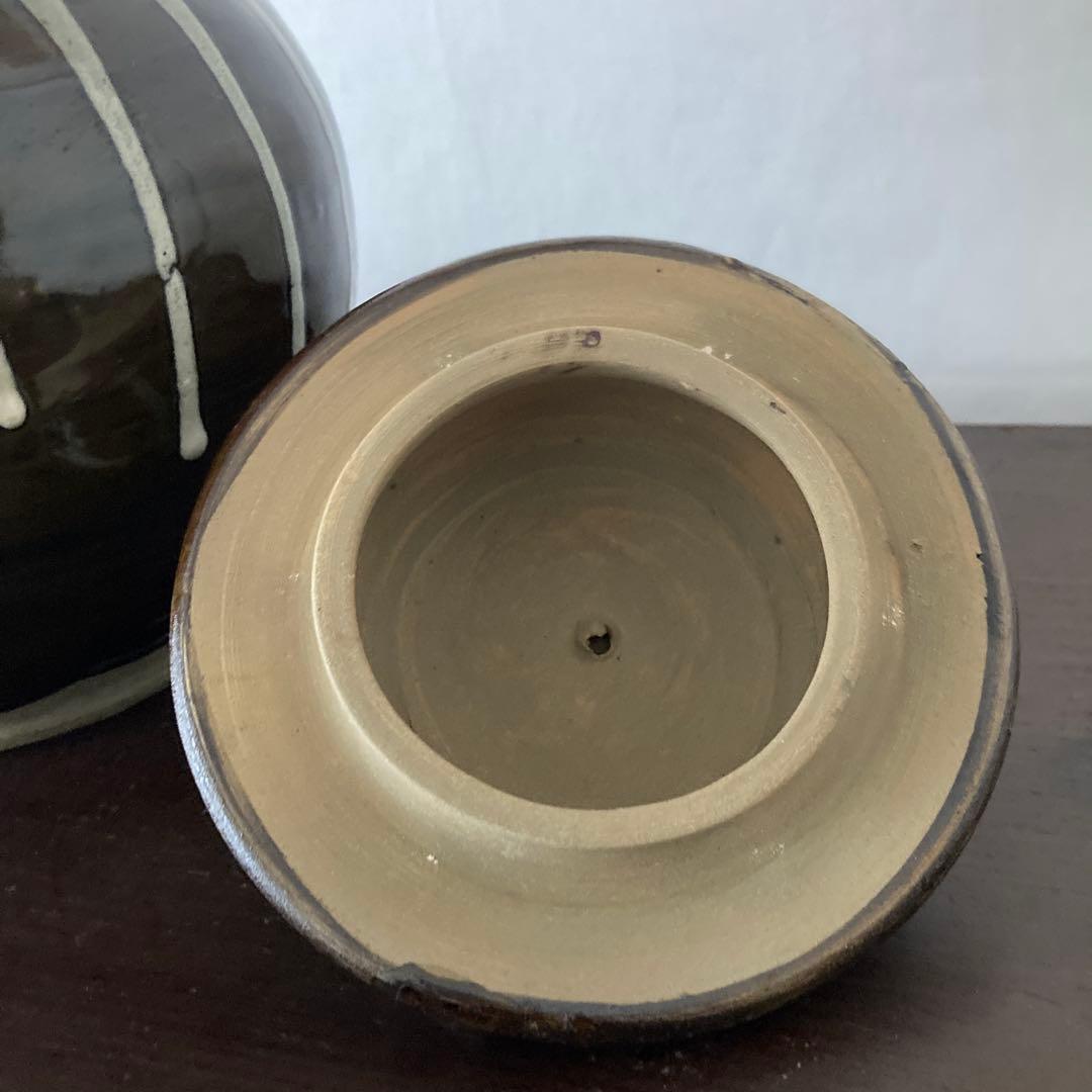 小鹿田　流掛　蓋付　壺　②　古民芸　民藝