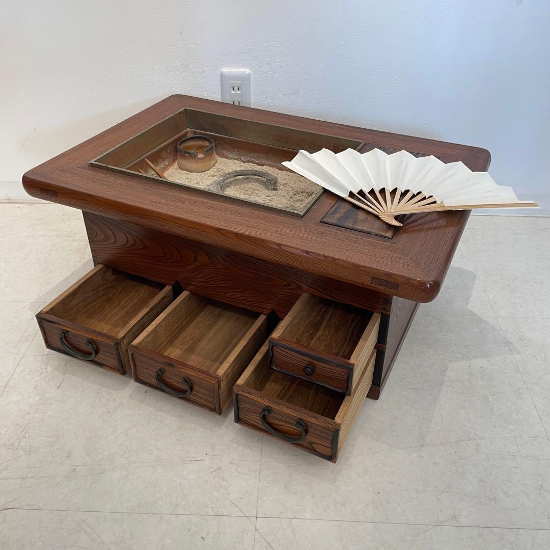 長火鉢 箱火鉢 小型 囲炉裏 木製 アンティーク