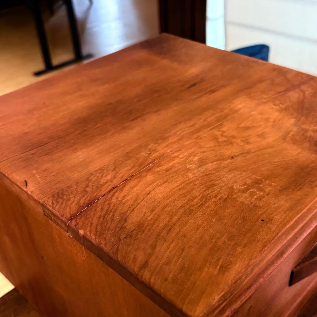 無垢材 ヴィンテージ小引き出し 2段／昭和レトロ／チェリー材／職人手仕事