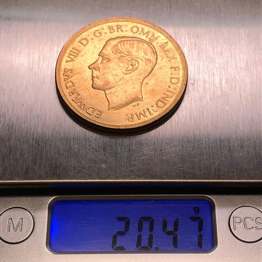 古銭幣　イギリス 1937年 エドワード8世 聖ジョージ退治デザイン 