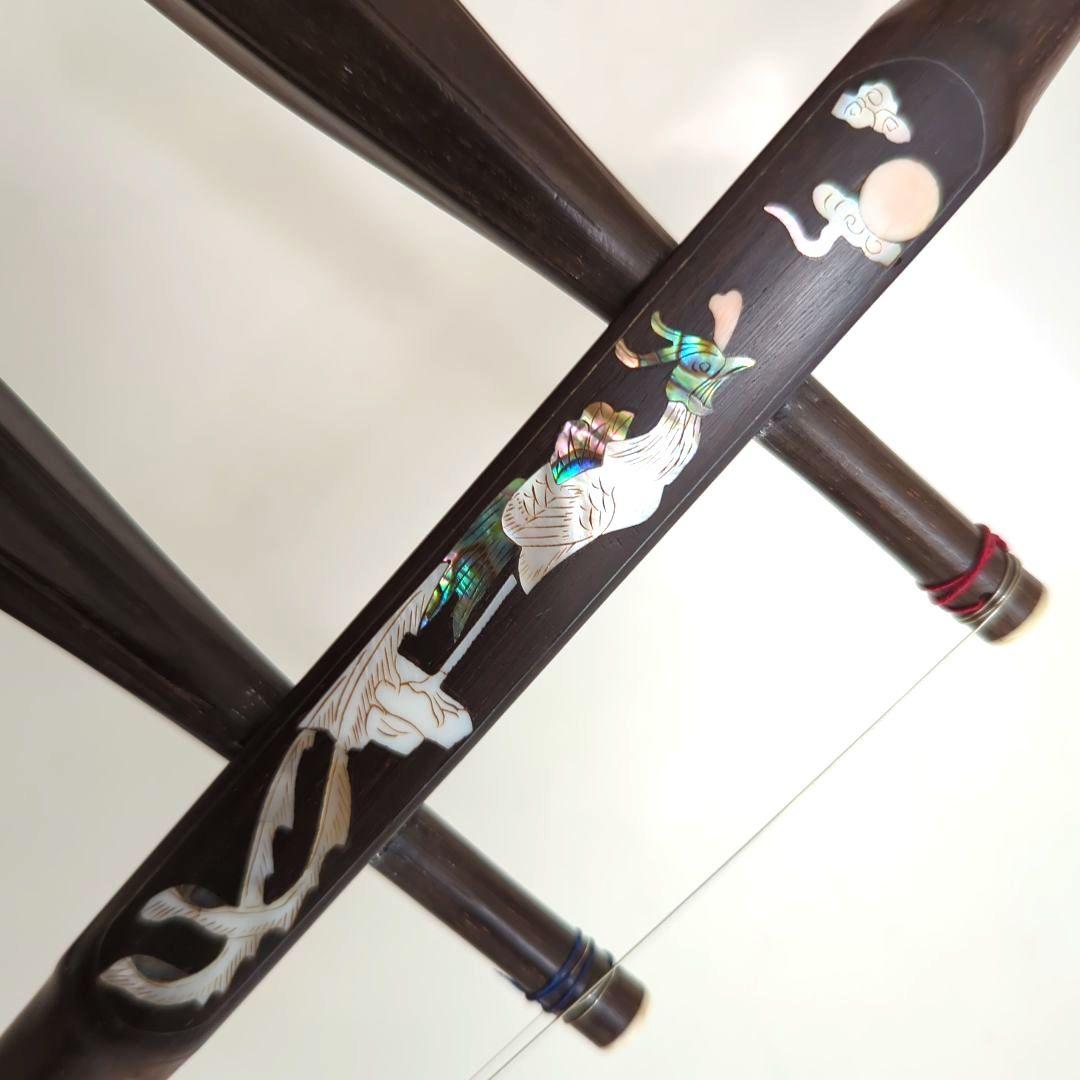 胡涵柔製作 未使用 最上級 明清老紅木 龍、鳳凰螺鈿 湾頭二胡2