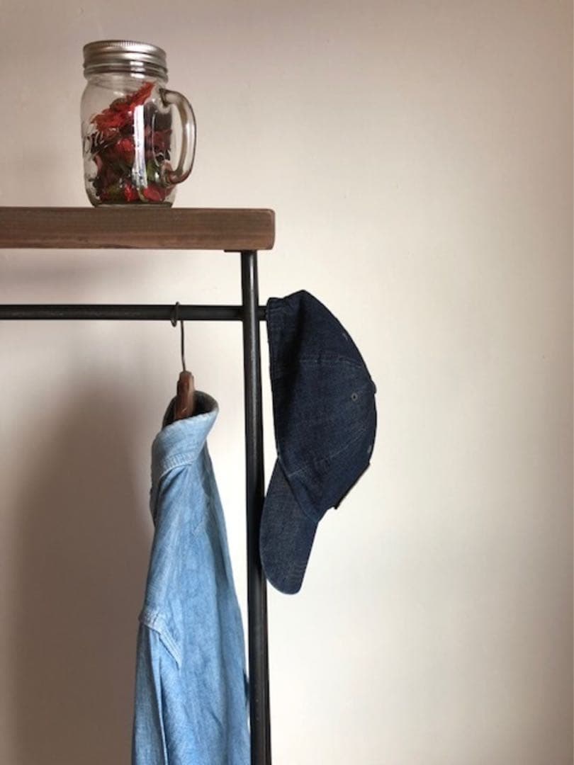 貴重　数量限定　2段　大きなハンガーラック　古材　収納棚　ディスプレイラック