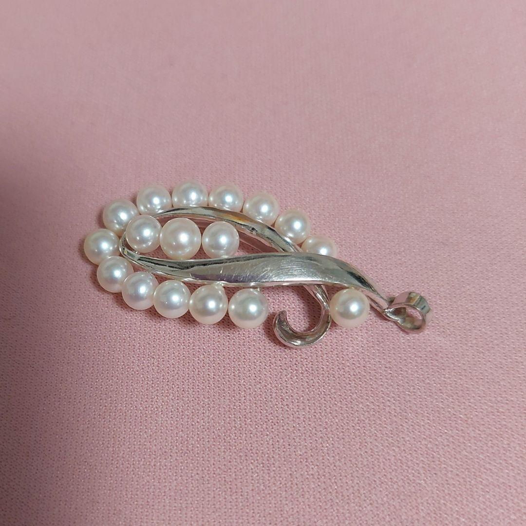 美品　ミキモト　希少ベビーパール　オーバル型ペンダントトップ　ホワイトピンク系