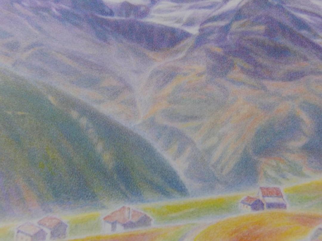 五十嵐二朗、【初秋のマッターホルン】、希少な画集画、新品高級額・額装付