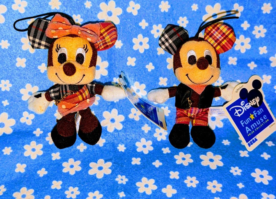 ♡美品♡ディズニー♡ミッキー＆ミニー♡ロックスターぬいぐるみストラップ★☆