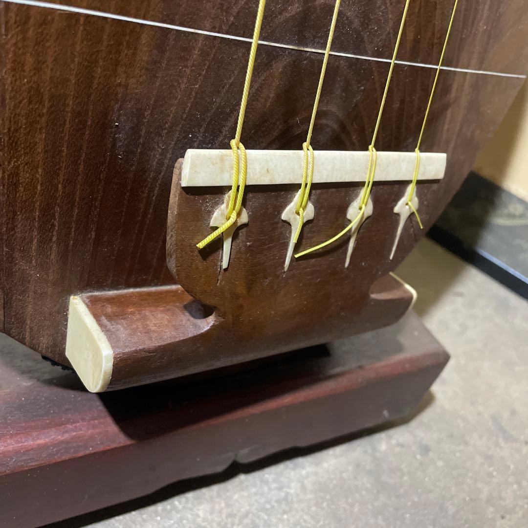 『半月細工・表桑製・四弦』薩摩 琵琶 袋付 撥付き　ヴィンテージ　びわ　楽器琵琶