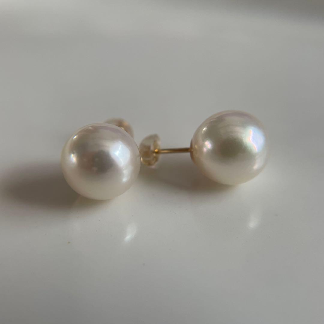 宇和島産 あこや本真珠 大珠　パール ピアス 金具K18 イエローゴールド