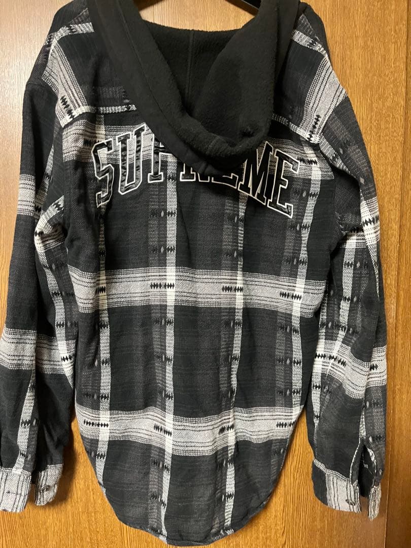 シュプリーム　ジャガードネルシャツ　フード付き