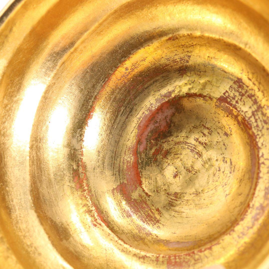 佐々木松楽作 嶋台茶碗 赤楽 金銀一対 共箱 茶道具　C122　1FB5