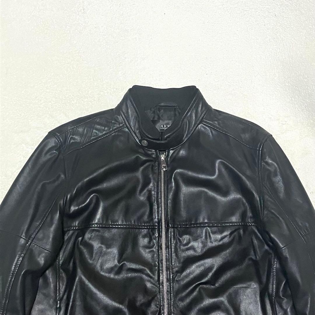 AKM シングルライダース XL ブラック ラムレザー ダイヤキルティング