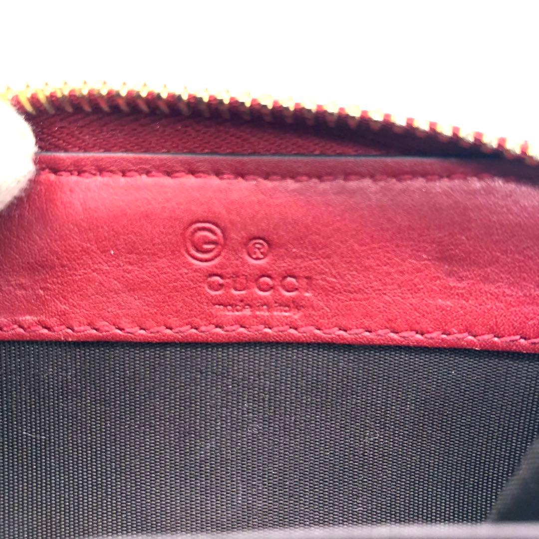 【美品】GUCCI ケース マイクロGG レザー ラウンドファスナー 赤