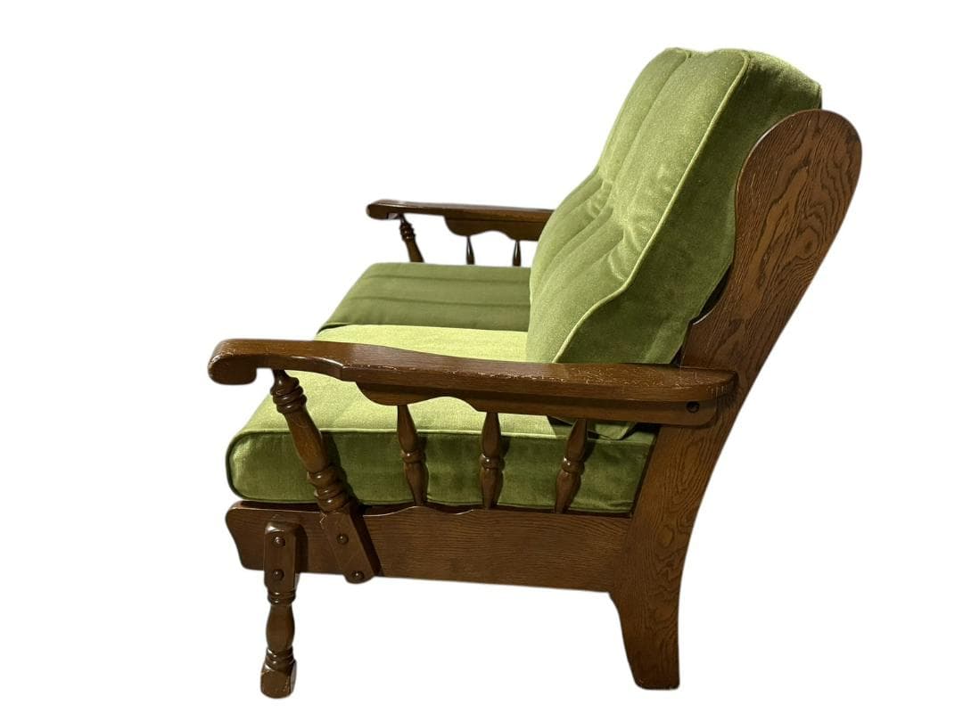 ◯2人掛けソファ アンティーク家具 グリーン 緑