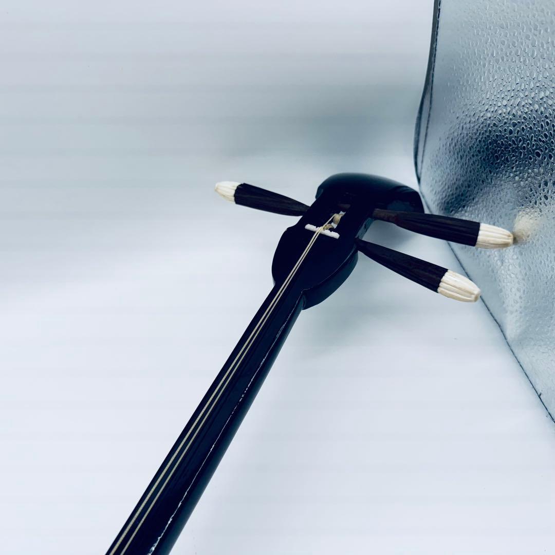 三線 本皮使用 蛇皮張り 沖縄伝統楽器　収納袋・木箱付　現状品　ジャンク