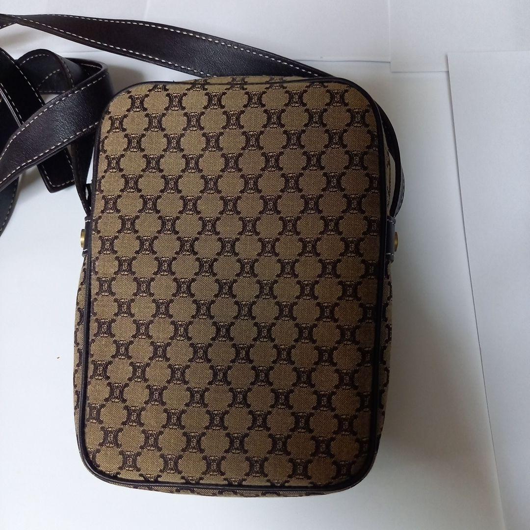 CELINE ベージュキャンバスショルダーバッグ