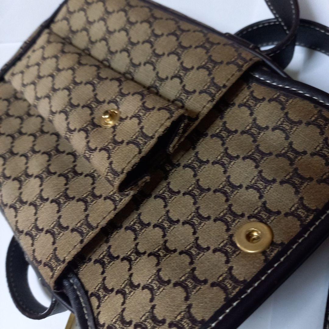 CELINE ベージュキャンバスショルダーバッグ